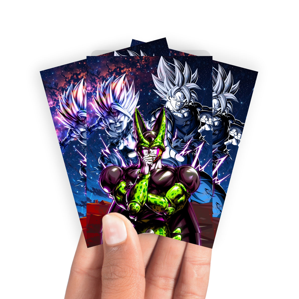 Keep your cards safe and stylish with our borderless card sleeves. Designed edge-to-edge to showcase your artwork, they offer a sleek, modern aesthetic. From LDB Duel, printed with the exclusive Cell | Dragon Ball design for a fresh, premium feel.Goku-anime-yugioh-mtg-pokemon-card-protection-standard-japanese-dragon-shield-LDB-Duel-borderless