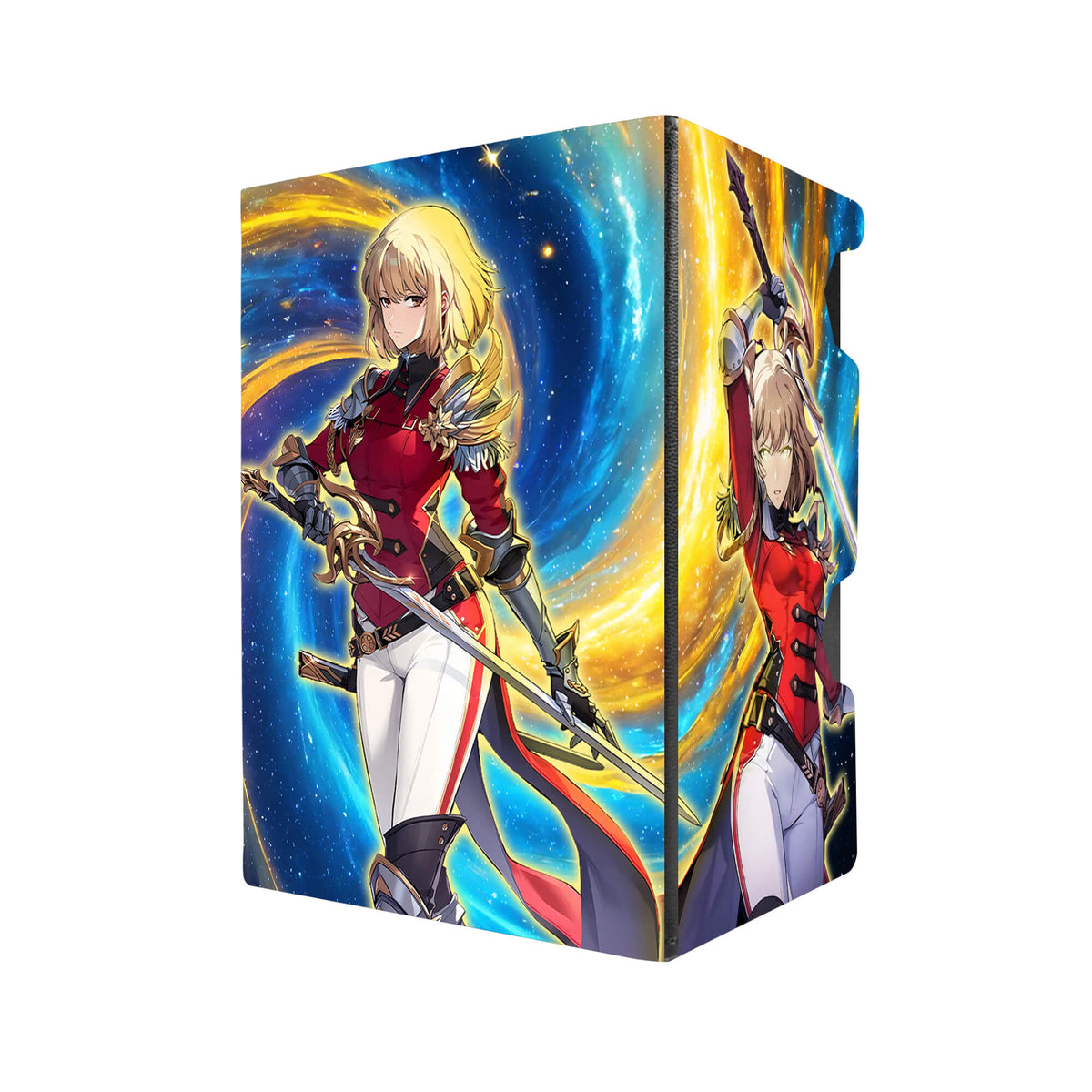 Here's another quality black deck box from LDB Duel featuring our exclusive Cha Hae-In art. Fits all types of trading card games, including Pokémon, Yu-Gi-Oh! and Magic The Gathering. The perfect card holder for the TCG player safely holds up to 100 double-sleeved cards. EVEN in extra thick sleeves. Comes with a pull-out dice tray. Sun-Jinwoo-yugioh-tcg-accessories-card-storage-LDB-Duel