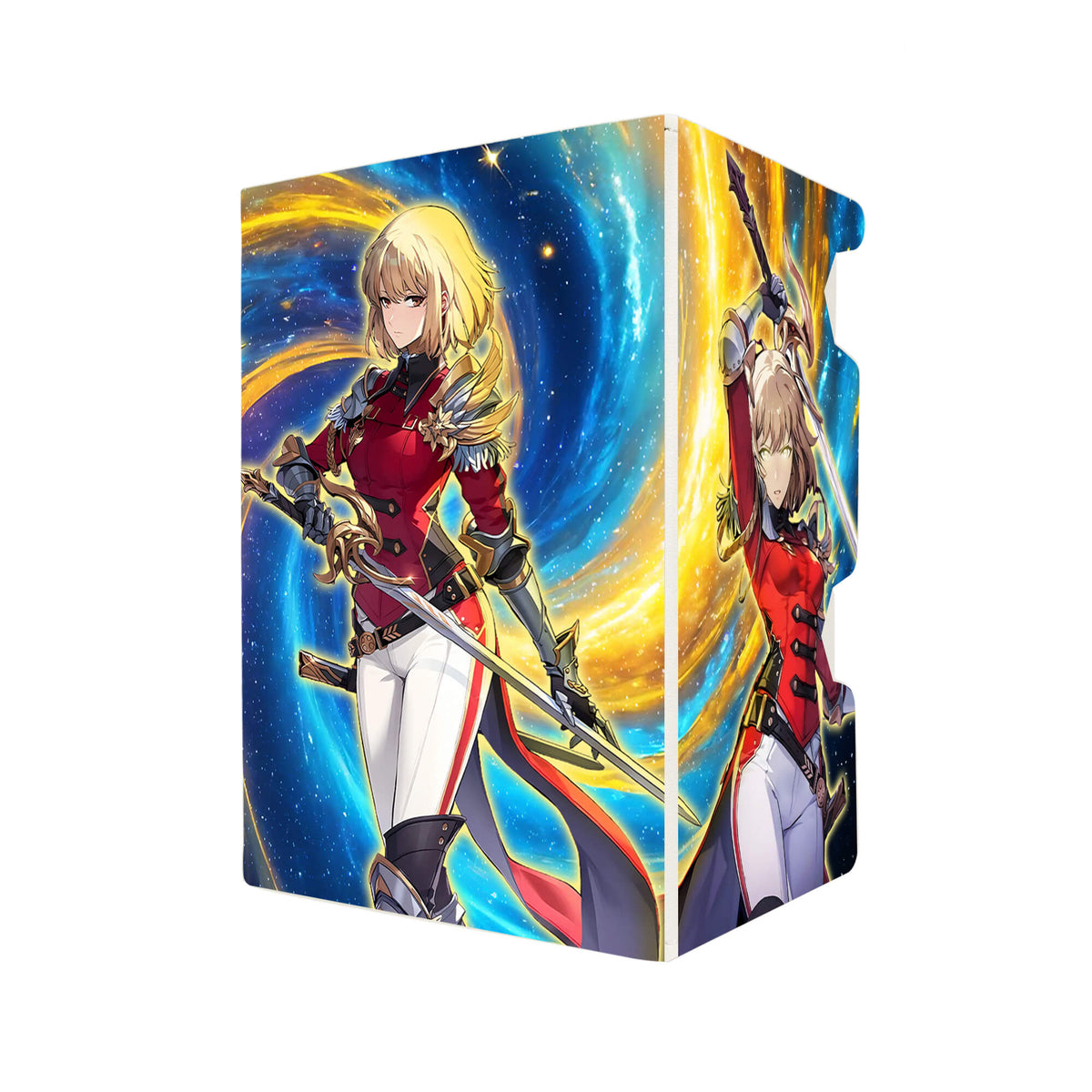 Here's another quality white deck box from LDB Duel featuring our exclusive Cha Hae-In art. Fits all types of trading card games, including Pokémon, Yu-Gi-Oh! and Magic The Gathering. The perfect card holder for the TCG player safely holds up to 100 double-sleeved cards. EVEN in extra thick sleeves. Comes with a pull-out dice tray. Goto-Ryuji-ygo-magic-digimon-card-protector-gaming-accesories-LDB-Duel