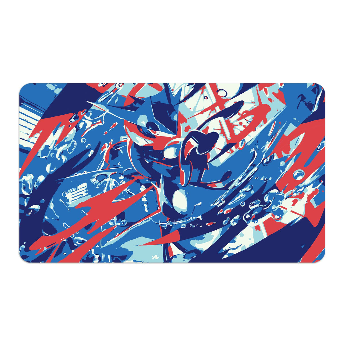 Transform your dueling experience with LDB Duel featuring our exclusive art Chaos Rising: Greninja playmat! Featuring a soft cloth top for smooth card movement and a durable rubber back for a secure grip, this 24x14 inch mat is machine washable and safe for cards and sleeves. Greninja-pokemon-anime-yugioh-mtg-custom-artwork-premium-durable-rubber-ldb-duel