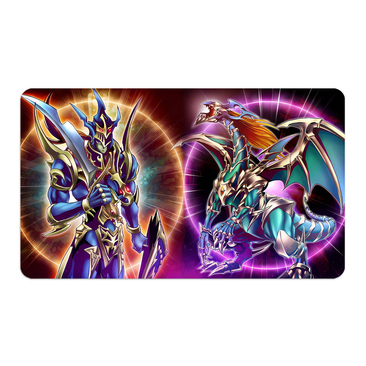 Transform your dueling experience with LDB Duel featuring our exclusive art Chaos and Black Luster playmat! Featuring a soft cloth top for smooth card movement and a durable rubber back for a secure grip, this 24x14 inch mat is machine washable and safe for cards and sleeves. Chaos-yugioh-custom-artwork-premium-durable-rubber-ldb-duel