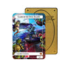 Level up your game with our custom-printed metal field centers, featuring exclusive Clash of the Steel Blades artwork in gold metal. Durable, scratch-resistant, and embossed with the iconic Yu-Gi-Oh! card back, these slim field centers fit perfectly in card sleeves. Ninja-Turtles-mtg-yugioh-pokemon-metal-card-embossed-design-custom-artwork-duel-accessories-ldb-duel