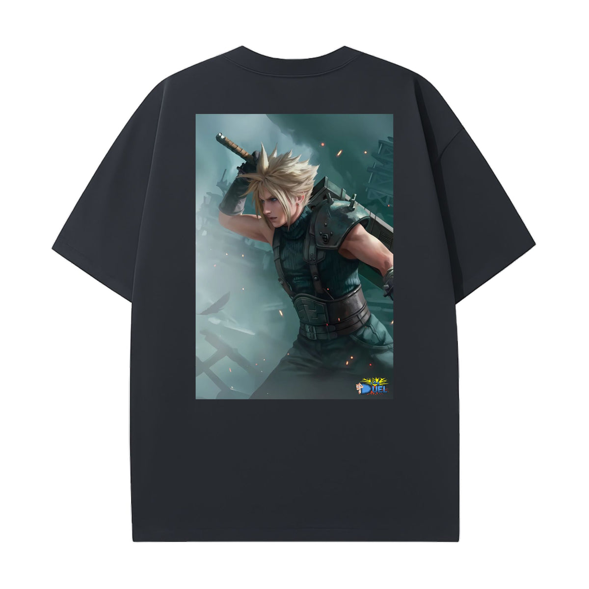 Level up your look with the premium Cloud, Planet's Champion T-shirt design from LDB Duel. Crafted from soft, breathable cotton and finished with vibrant DTF printing, this black t-shirt is designed for comfort that lasts. Featuring a bold back design, it’s perfect for anime fans, TCG players, and gamers who want to stand out, whether at events, tournaments, or just relaxing with friends.  Soldier-anime-ygo-magic-tshirt-gaming-accesories-LDB-Duel