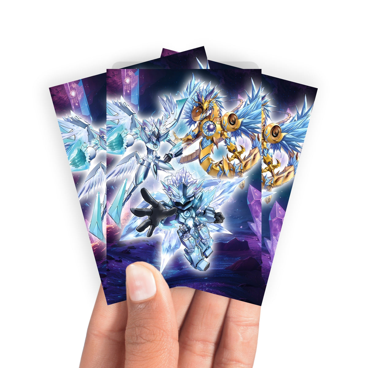 Keep your cards safe and stylish with our borderless card sleeves. Designed edge-to-edge to showcase your artwork, they offer a sleek, modern aesthetic. From LDB Duel, printed with the exclusive Crystron design for a fresh, premium feel.Crystron-yugioh-mtg-pokemon-card-protection-standard-japanese-dragon-shield-LDB-Duel-borderless