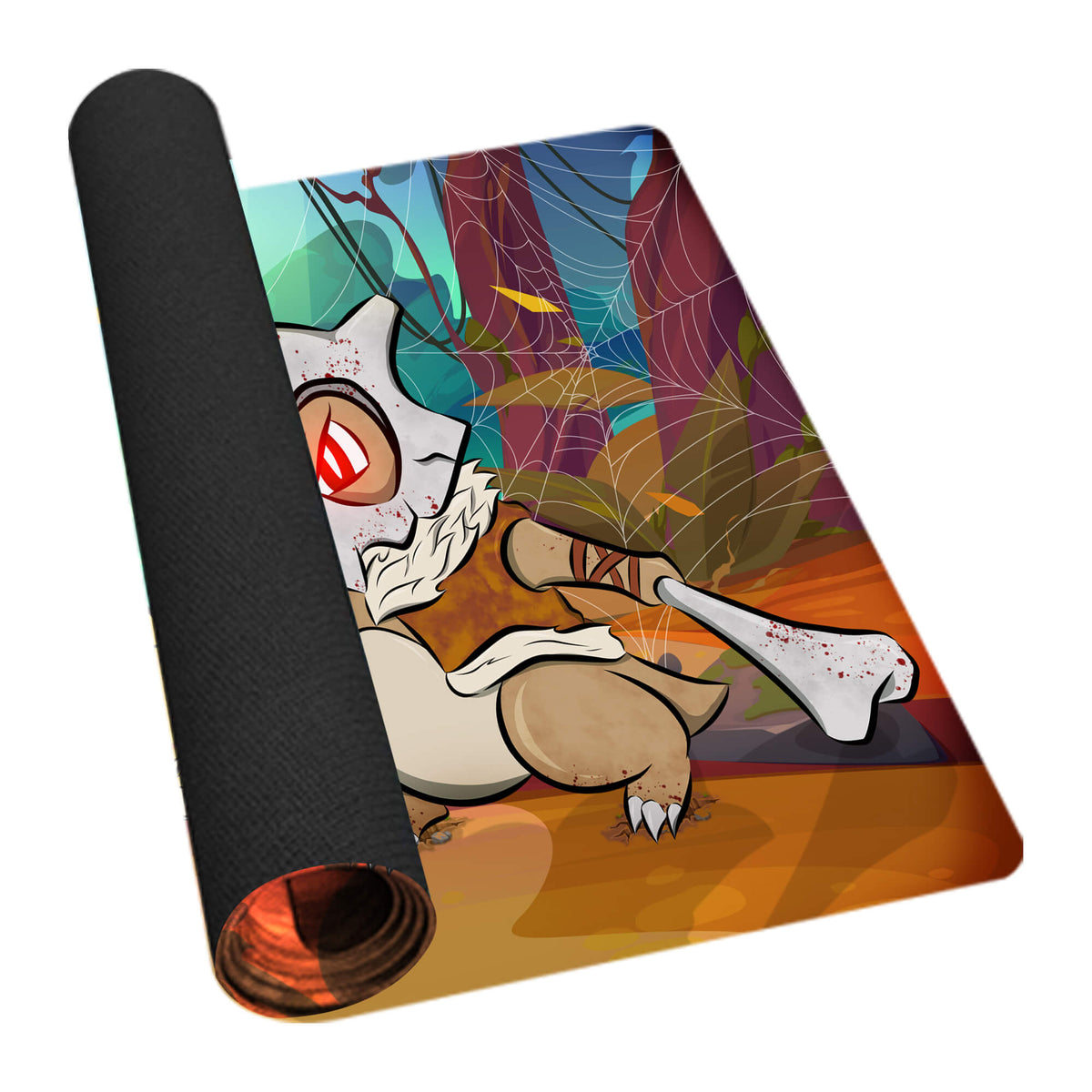 Level up your duels with the Cubone's Last Hunt playmat from LDB Duel! Featuring custom artwork, a smooth cloth surface for easy card movement, and a durable rubber backing for a secure grip. At 24x14 inches, it's perfect for Yu-Gi-Oh! and MTG players. Machine washable for easy care, it’s designed to protect and enhance your play experience. Bonee-pokemon-yugioh-mtg-custom-artwork-premium-durable-rubber-ldb-duel