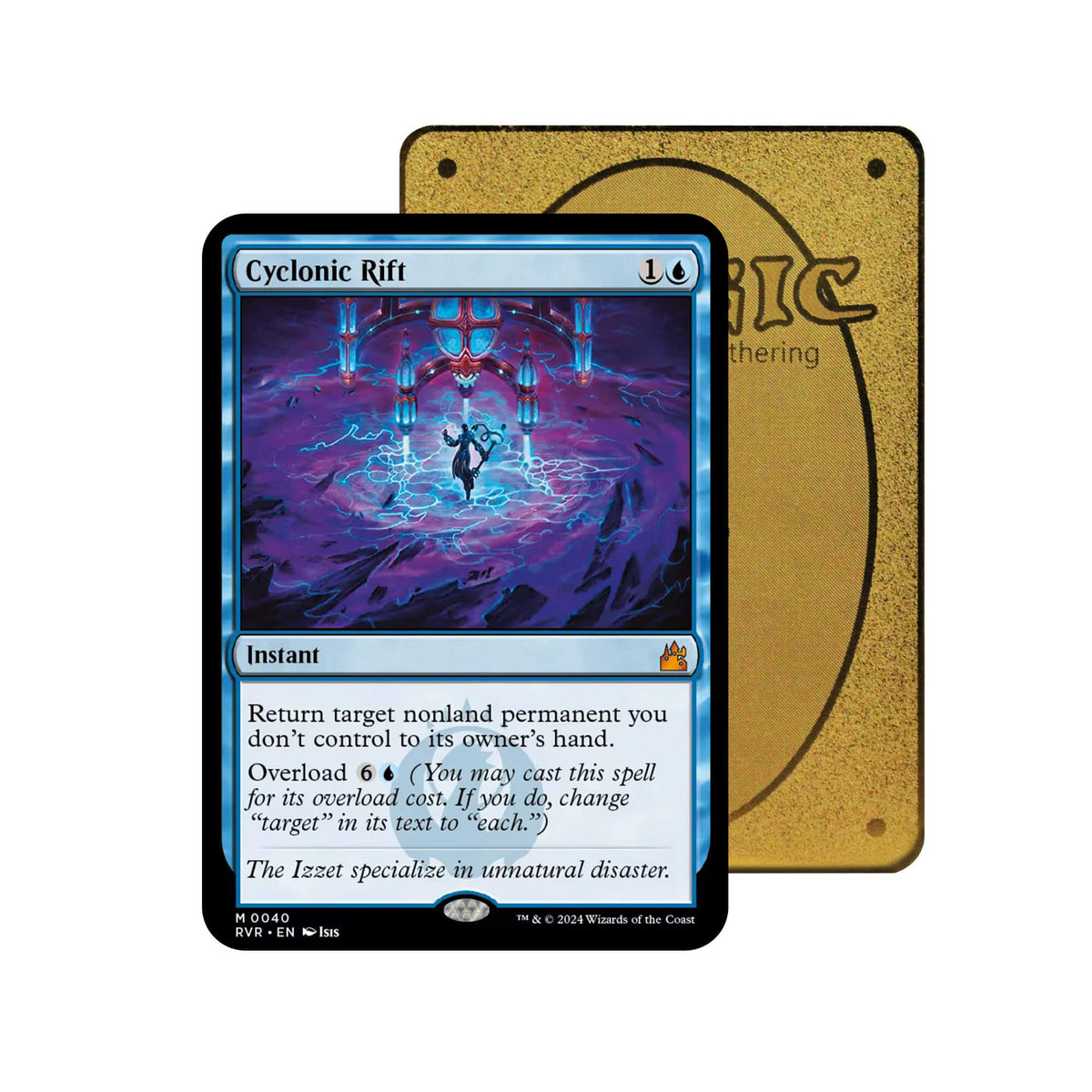 Level up your game with our custom-printed metal orica cards, featuring exclusive Cyclonic Rift artwork in gold metal. Durable, scratch-resistant, and embossed with the iconic Yu-Gi-Oh! card back, these slim orica cards fit perfectly in card sleeves. Gamechanger-mtg-yugioh-pokemon-metal-card-embossed-design-custom-artwork-duel-accessories-ldb-duel