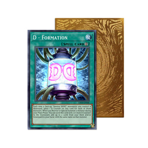 Level up your game with our custom-printed metal orica cards, featuring exclusive D - Formation artwork in gold metal. Durable, scratch-resistant, and embossed with the iconic Yu-Gi-Oh! card back, these slim orica cards fit perfectly in card sleeves. D-Counter-yugioh-mtg-pokemon-metal-card-embossed-design-custom-artwork-duel-accessories-ldb-duel
