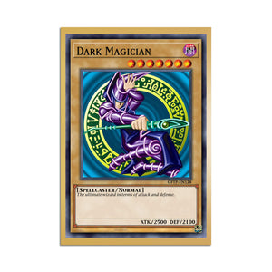 Level up your game with our custom-printed metal orica cards, featuring exclusive Dark Magician artwork in gold metal. Durable, scratch-resistant, and embossed with the iconic Yu-Gi-Oh! card back, these slim orica cards fit perfectly in card sleeves. Yugi-Yami-yugioh-mtg-pokemon-metal-card-embossed-design-custom-artwork-duel-accessories-ldb-duel