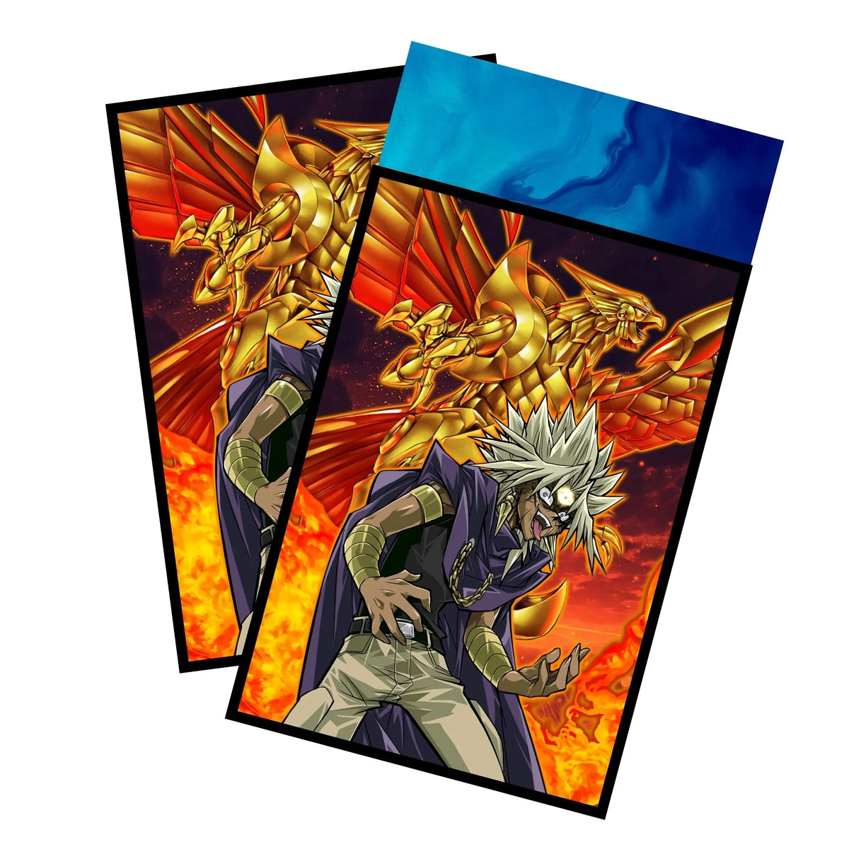 Enhance your cards with our elegant black border card sleeves, featuring a sleek, sophisticated design for a bold, modern aesthetic. From LDB Duel. Perfect for showcasing your collection, these sleeves are printed with our exclusive Dark Marik design. Yami-Marik-yugioh-card-protection-standard-japanese-dragon-shield-LDB-Duel-black