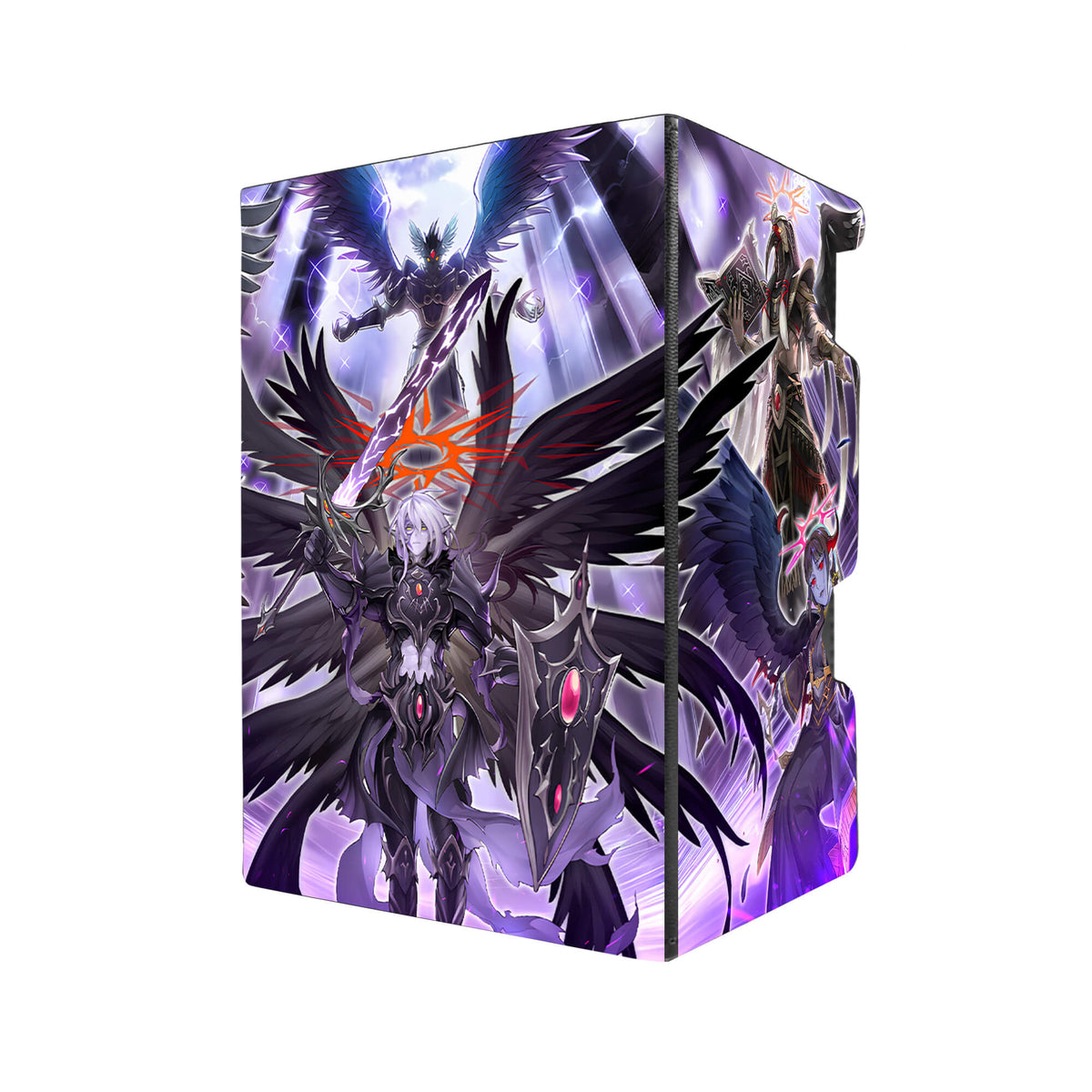 Here's another quality black deck box from LDB Duel featuring our exclusive Darklord Archetype art. Fits all types of trading card games, including Pokémon, Yu-Gi-Oh! and Magic The Gathering. The perfect card holder for the TCG player safely holds up to 100 double-sleeved cards. EVEN in extra thick sleeves. Comes with a pull-out dice tray. Darklord-yugioh-tcg-accessories-card-storage-LDB-Duel