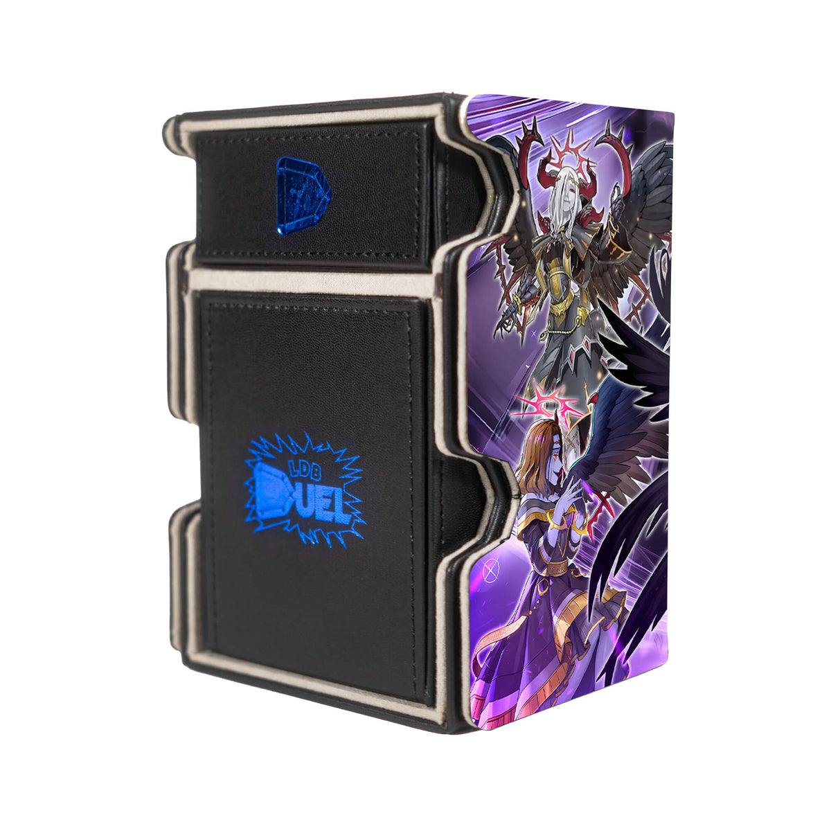 Here is the Right View of the Darklord Archetype Mach 3 Black Deck Box. Lucina-yugioh-deck-tray-dice-tray-LDB-Duel