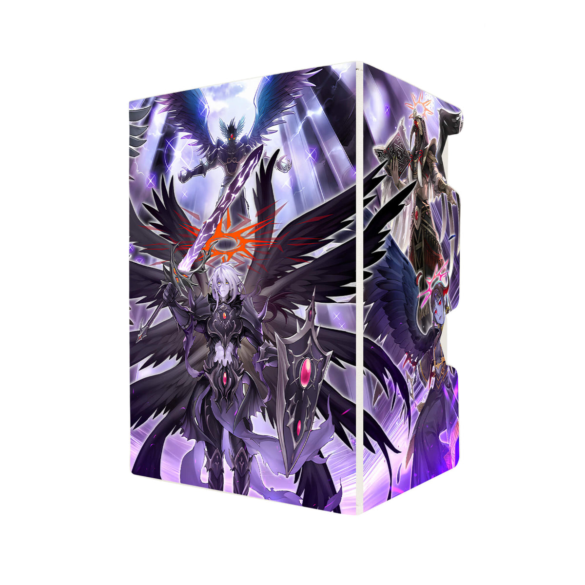 Here's another quality white deck box from LDB Duel featuring our exclusive Darklord Archetype art. Fits all types of trading card games, including Pokémon, Yu-Gi-Oh! and Magic The Gathering. The perfect card holder for the TCG player safely holds up to 100 double-sleeved cards. EVEN in extra thick sleeves. Comes with a pull-out dice tray. Darklord-ygo-magic-digimon-card-protector-gaming-accesories-LDB-Duel