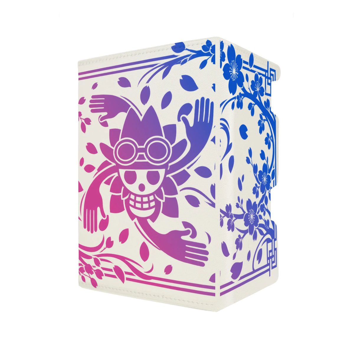 Here's another quality white deck box from LDB Duel featuring our exclusive Devil Child Nico Robin art. Fits all types of trading card games, including Pokémon, Yu-Gi-Oh! and Magic The Gathering. The perfect card holder for the TCG player safely holds up to 100 double-sleeved cards. EVEN in extra thick sleeves. Comes with a pull-out dice tray. Nico-Robin-onepie-tcg-accessories-card-storage-LDB-Duel