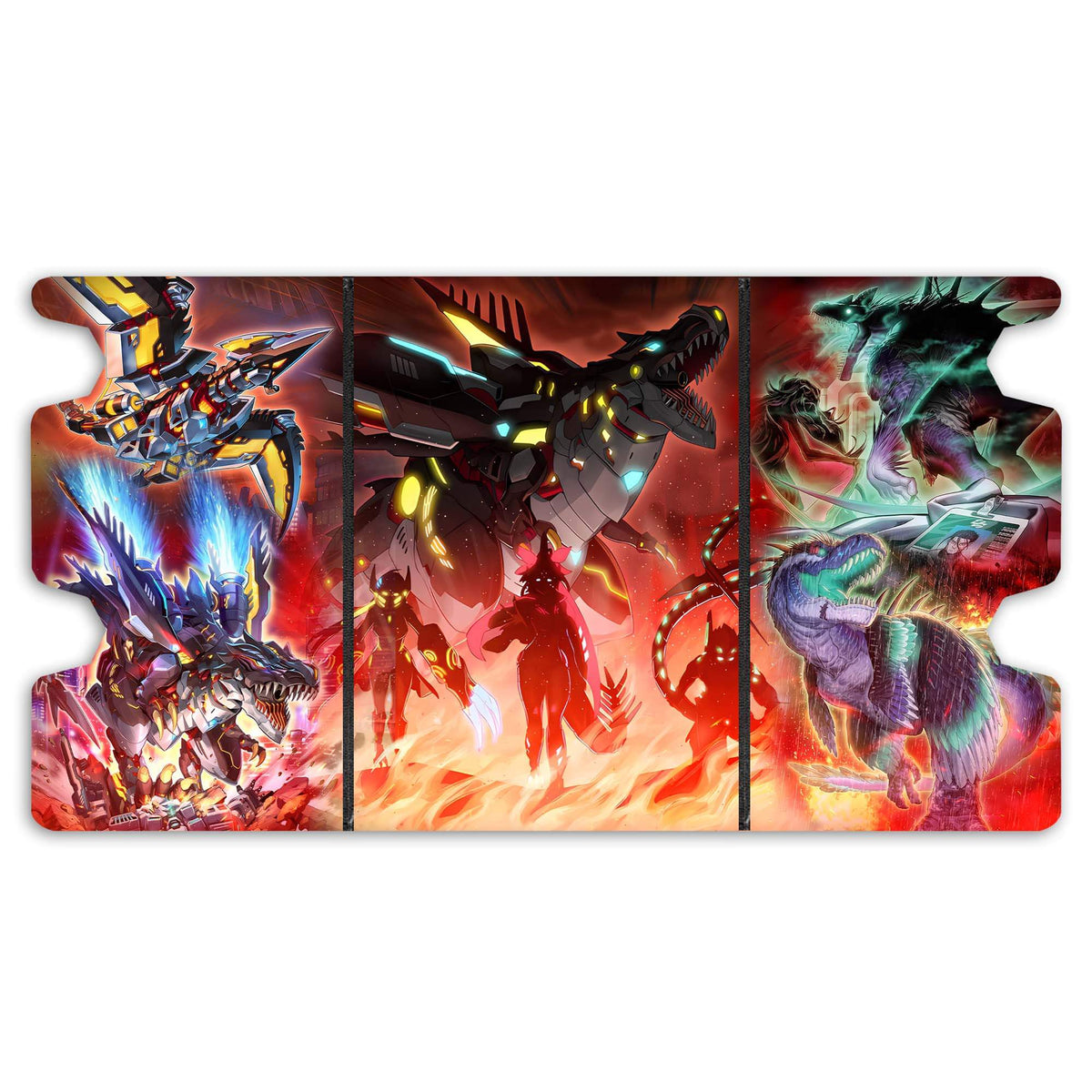Here is the Full Lid Design of the Dinomorphia Archetype Mach 3 Black Deck Box. Dinoruffia-yugioh-custom-art-leather-durable-LDB-Duel