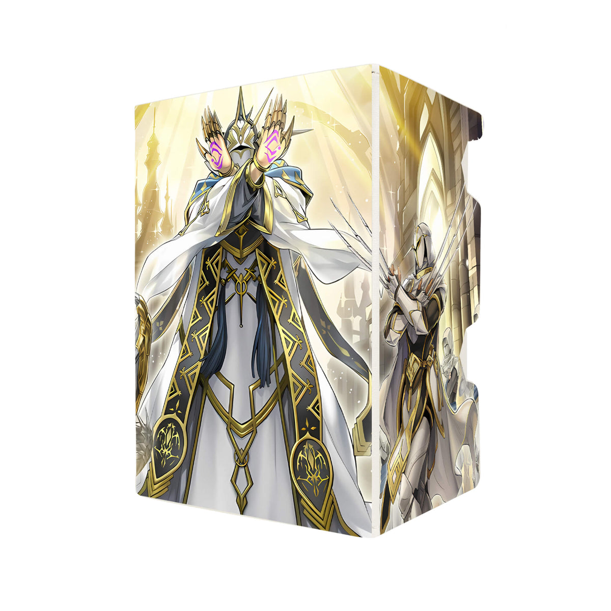 Here's another quality white deck box from LDB Duel featuring our exclusive Dogmatika Maximus art. Fits all types of trading card games, including Pokémon, Yu-Gi-Oh! and Magic The Gathering. The perfect card holder for the TCG player safely holds up to 100 double-sleeved cards. EVEN in extra thick sleeves. Comes with a pull-out dice tray. Dragma-ygo-magic-digimon-card-protector-gaming-accesories-LDB-Duel