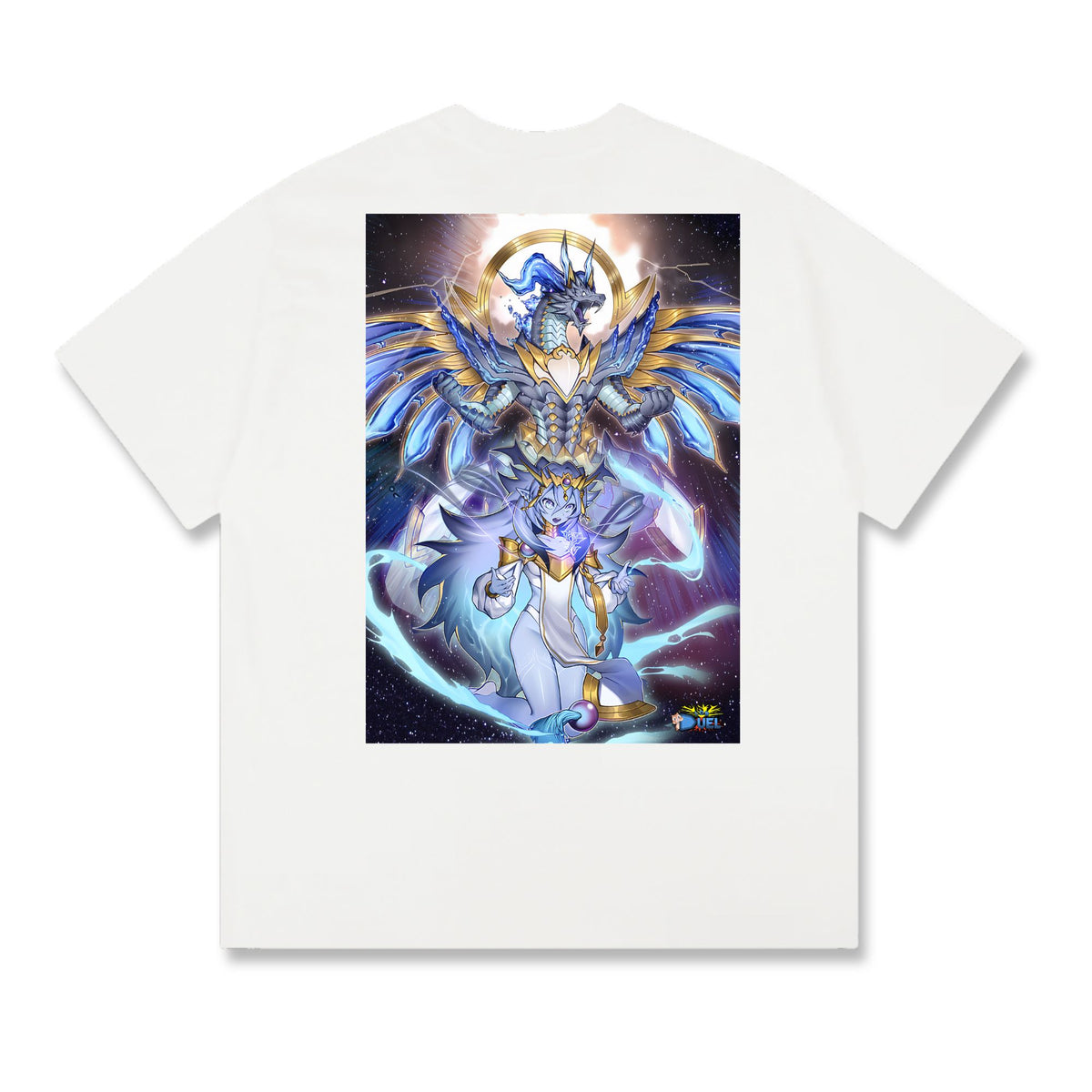 Level up your look with the premium Dominus Impulse T-shirt design from LDB Duel. Crafted from soft, breathable cotton and finished with vibrant DTF printing, this white t-shirt is designed for comfort that lasts. Featuring a bold back design, it’s perfect for anime fans, TCG players, and gamers who want to stand out, whether at events, tournaments, or just relaxing with friends. Dominus-anime-magic-tshirt-gaming-accesories-LDB-Duel