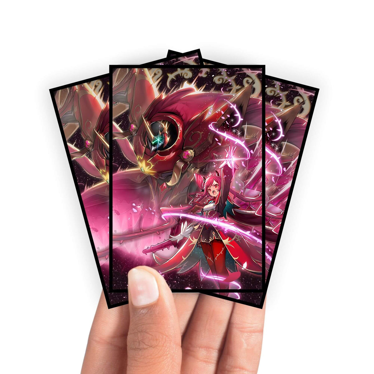 Enhance your cards with our elegant black border card sleeves, featuring a sleek, sophisticated design for a bold, modern aesthetic. From LDB Duel. Perfect for showcasing your collection, these sleeves are printed with our exclusive Dominus Purge design. Fire-yugioh-mtg-pokemon-card-protection-standard-japanese-dragon-shield-LDB-Duel-black
