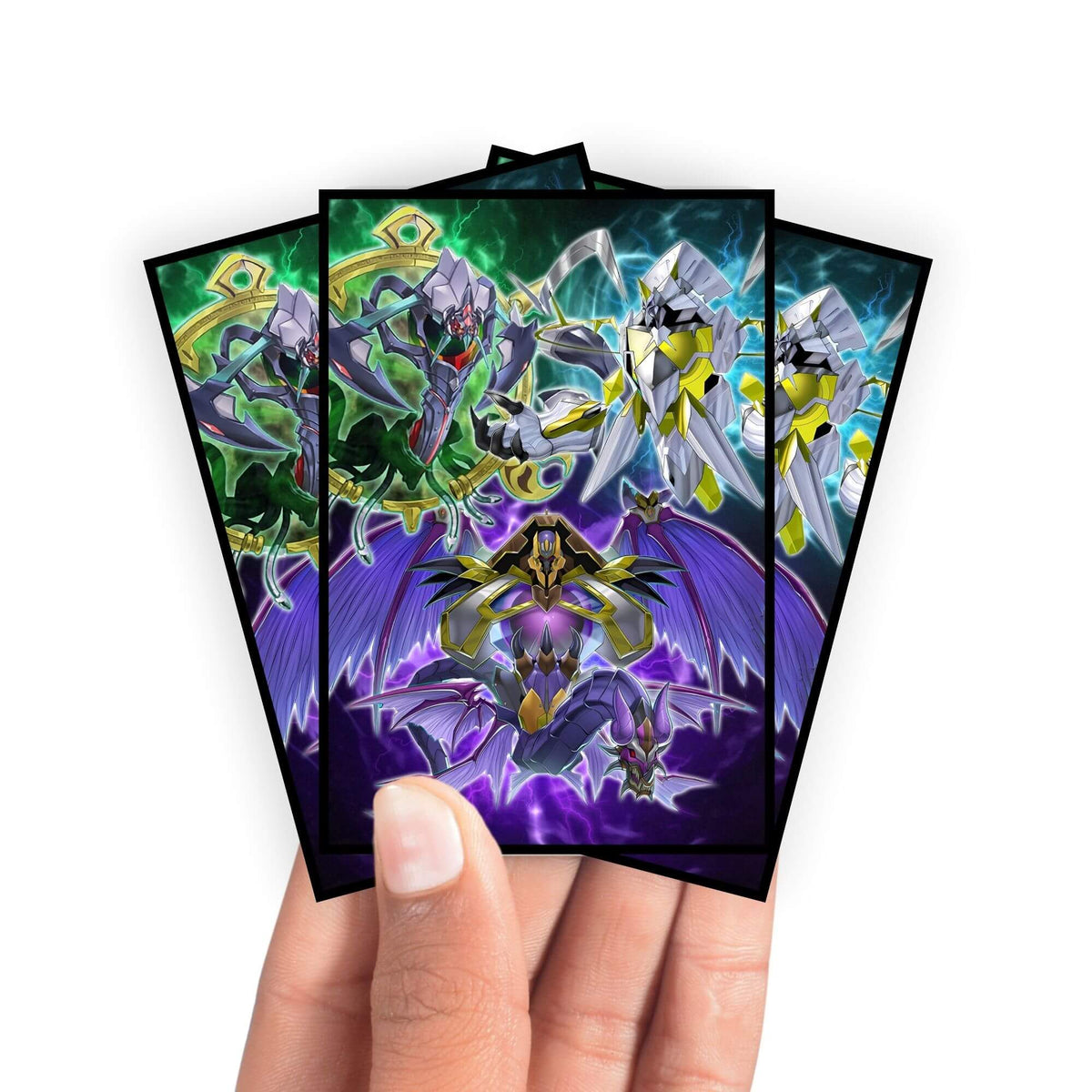 Enhance your cards with our elegant black border card sleeves, featuring a sleek, sophisticated design for a bold, modern aesthetic. From LDB Duel. Perfect for showcasing your collection, these sleeves are printed with our exclusive Doom King Archetype design. Bright-Armageddon-yugioh-mtg-pokemon-card-protection-standard-japanese-dragon-shield-LDB-Duel-black
