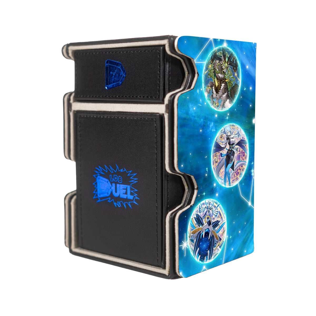 Here is the Right View of the Dracotail Archetype Mach 3 Black Deck Box. Altharion-yugioh-deck-tray-dice-tray-LDB-Duel