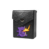 Enhance your TCG storage with the Dragon Gengar Mach 2 Black deck box, available in options for 60 or 80 single-card sleeves. Sold by LDB Duel. Crafted from durable faux leather, it includes a built-in belt loop, a strong magnetic snap, and showcases our exclusive Dragon Gengar design—ideal for TCG enthusiasts on the move! gengar-pokemon-yugioh-mtg-tcg-accessories-card-storage-LDB-Duel-black