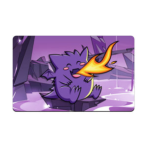 Transform your dueling experience with our exclusive art Dragon Gengar playmat from LDB Duel! Featuring a soft cloth top for smooth card movement and a durable rubber back for a secure grip, this 24x14 inch mat is machine washable and safe for cards and sleeves. Gengar-yugioh-mtg-pokemon-custom-artwork-premium-durable-rubber-ldb-duel