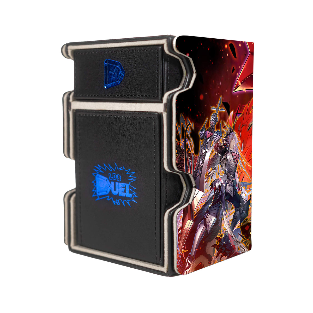 Here is the Right View of the Dramaturge of Despia Mach 3 Black Deck Box. Despair-yugioh-deck-tray-dice-tray-LDB-Duel