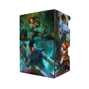 Get your hands on a Mach 3 deck box in Black from LDB Duel featuring images from the Duskmourn Magic the Gathering release. 