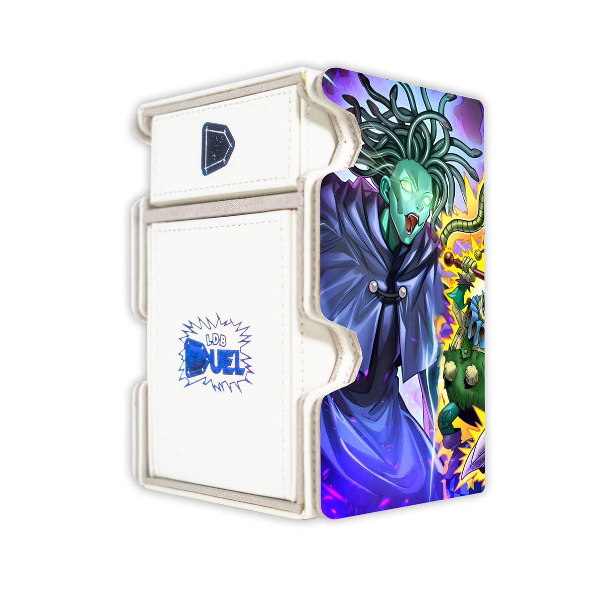 Here is the Right View of the Ectoplasmic Fortification Mach 3 White Deck Box. Pumpking-yugioh-deck-tray-dice-tray-LDB-Duel