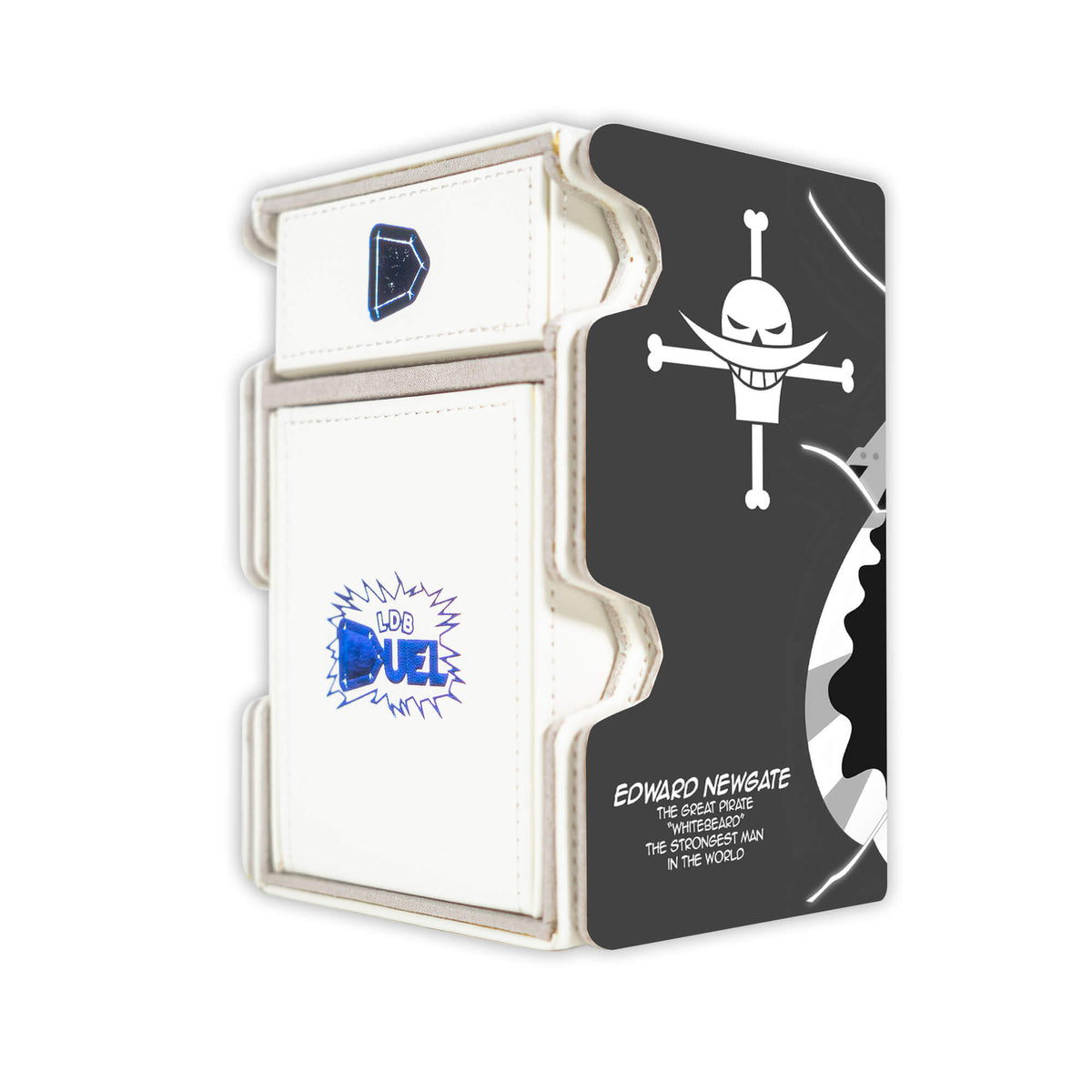 Here is the Right View of the Edward Newgate Mach 3 White Deck Box. Emperor-of-the-Sea-onepiece-deck-tray-dice-tray-LDB-Duel
