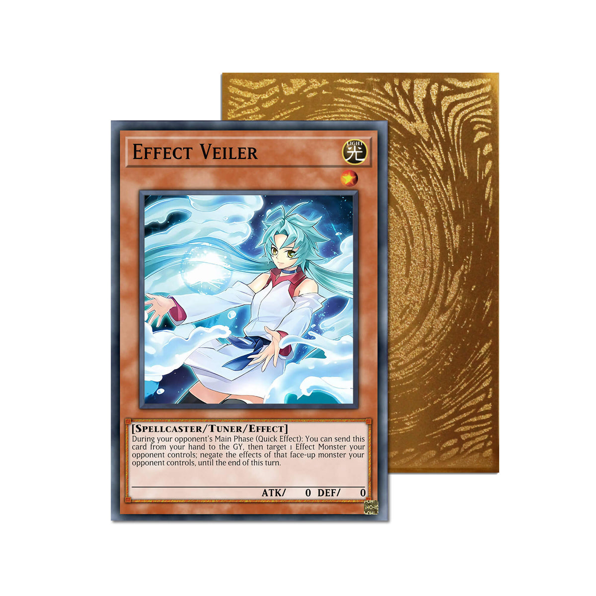 Level up your game with our custom-printed metal orica cards, featuring exclusive Effect Veiler artwork in gold metal. Durable, scratch-resistant, and embossed with the iconic Yu-Gi-Oh! card back, these slim orica cards fit perfectly in card sleeves. Apprentice-Magician-yugioh-mtg-pokemon-metal-card-embossed-design-custom-artwork-duel-accessories-ldb-duel