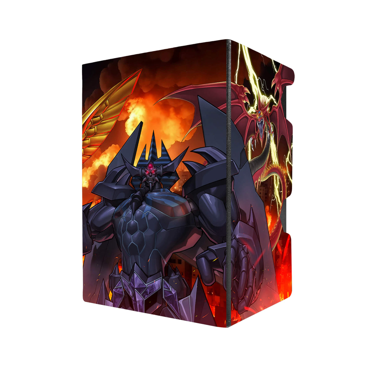 Here's another quality black deck box from LDB Duel featuring our exclusive Egyptian Gods art. Fits all types of trading card games, including Pokémon, Yu-Gi-Oh! and Magic The Gathering. The perfect card holder for the TCG player safely holds up to 100 double-sleeved cards. EVEN in extra thick sleeves. Comes with a pull-out dice tray. Lightning-Blast-yugioh-tcg-accessories-card-storage-LDB-Duel