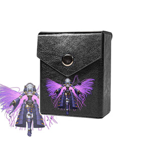 Enhance your TCG storage with the El Shaddoll Construct Mach 2 Black deck box, available in options for 60 or 80 single-card sleeves. Sold by LDB Duel. Crafted from durable faux leather, it includes a built-in belt loop, a strong magnetic snap, and showcases our exclusive El Shaddoll Construct design—ideal for TCG enthusiasts on the move! Shaddoll-Shekhinaga-yugioh-mtg-pokemon-tcg-accessories-card-storage-LDB-Duel-black