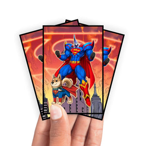 Enhance your cards with our elegant black border card sleeves, featuring a sleek, sophisticated design for a bold, modern aesthetic. From LDB Duel. Perfect for showcasing your collection, these sleeves are printed with our exclusive Elemental HERO Neos Superman design. Justice-League-yugioh-mtg-pokemon-card-protection-standard-japanese-dragon-shield-LDB-Duel-black