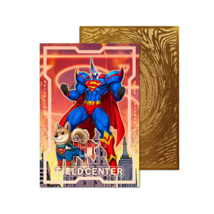 Level up your game with our custom-printed metal field centers, featuring exclusive Elemental HERO Neos Superman artwork in gold metal. Durable, scratch-resistant, and embossed with the iconic Yu-Gi-Oh! card back, these slim field centers fit perfectly in card sleeves. Armed-Neos-yugioh-mtg-pokemon-metal-card-embossed-design-custom-artwork-duel-accessories-ldb-duel