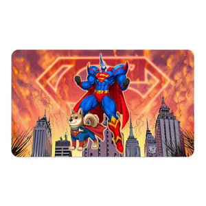 Transform your dueling experience with LDB Duel featuring our exclusive art Elemental HERO Neos Superman playmat! Featuring a soft cloth top for smooth card movement and a durable rubber back for a secure grip, this 24x14 inch mat is machine washable and safe for cards and sleeves. Superman-yugioh-mtg-pokemon-custom-artwork-premium-durable-rubber-ldb-duel