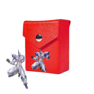 Enhance your TCG storage with the Elemental Hero Neos Mach 2 Red deck box, available in options for 60 or 80 single-card sleeves. Sold by LDB Duel. Crafted from durable faux leather, it includes a built-in belt loop, a strong magnetic snap, and showcases our exclusive Elemental Hero Neos design—ideal for TCG enthusiasts on the move! Elemental-Hero-yugioh-custom-art-leather-durable-LDB-Duel-red