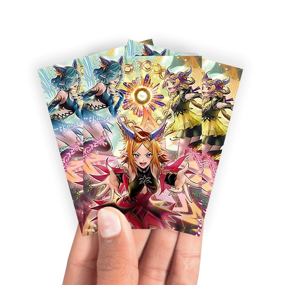 Keep your cards safe and stylish with our borderless card sleeves. Designed edge-to-edge to showcase your artwork, they offer a sleek, modern aesthetic. From LDB Duel, printed with the exclusive Elfnote Archetype design for a fresh, premium feel.Fortuna-yugioh-mtg-pokemon-card-protection-standard-japanese-dragon-shield-LDB-Duel-borderless