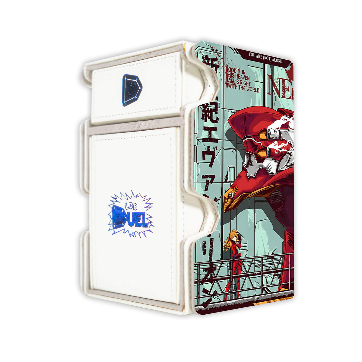 Here is the Right View of the Evangelion Unit Mach 3 White Deck Box. Shinji-Ikari-anime-deck-tray-dice-tray-LDB-Duel
