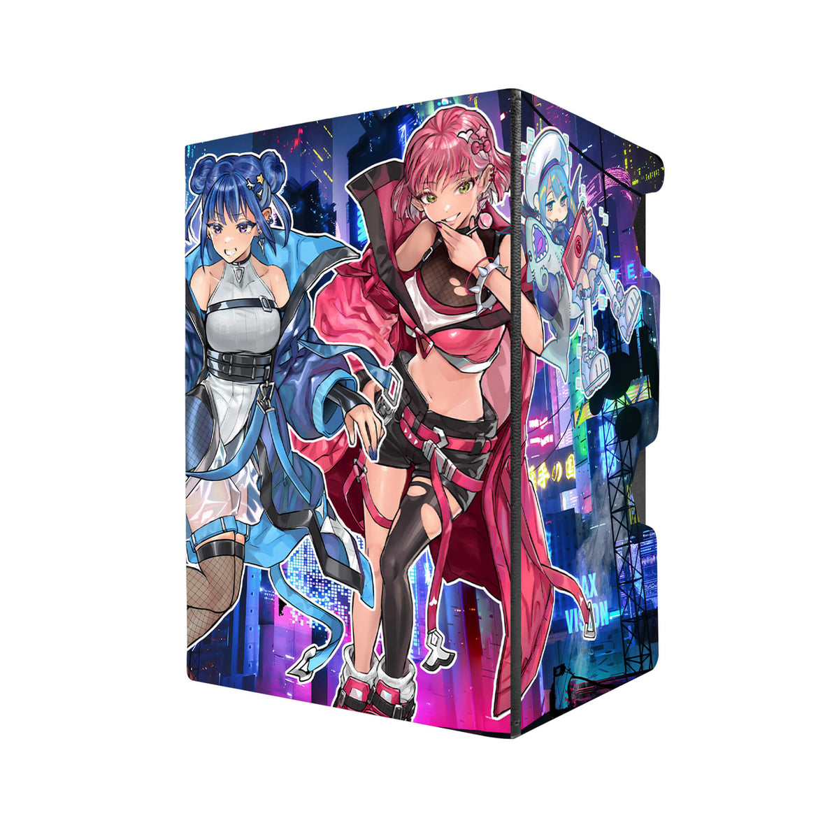 Here's another quality black deck box from LDB Duel featuring our exclusive Evil Twin Archetype art. Fits all types of trading card games, including Pokémon, Yu-Gi-Oh! and Magic The Gathering. The perfect card holder for the TCG player safely holds up to 100 double-sleeved cards. EVEN in extra thick sleeves. Comes with a pull-out dice tray. Ki-sikil-yugioh-tcg-accessories-card-storage-LDB-Duel
