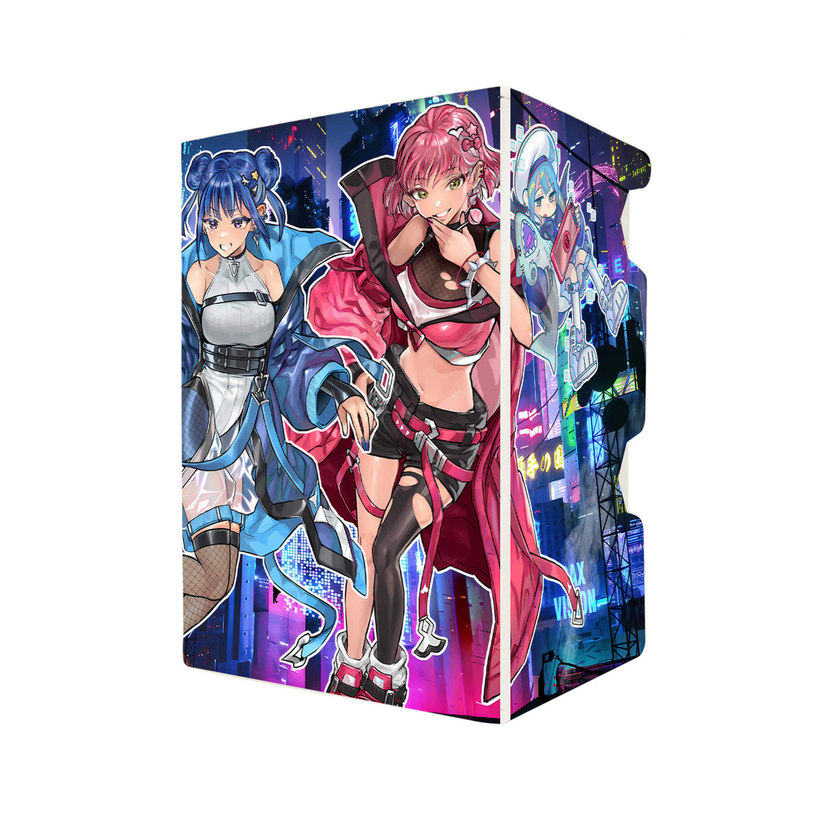 Here's another quality white deck box from LDB Duel featuring our exclusive Evil Twin Archetype art. Fits all types of trading card games, including Pokémon, Yu-Gi-Oh! and Magic The Gathering. The perfect card holder for the TCG player safely holds up to 100 double-sleeved cards. EVEN in extra thick sleeves. Comes with a pull-out dice tray. Lil-la-ygo-magic-digimon-card-protector-gaming-accesories-LDB-Duel