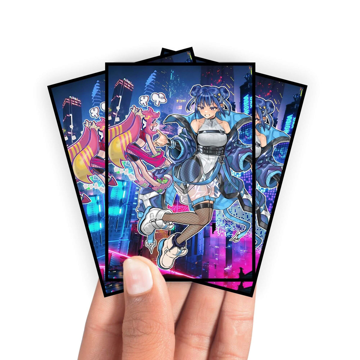 Enhance your cards with our elegant black border card sleeves, featuring a sleek, sophisticated design for a bold, modern aesthetic. From LDB Duel. Perfect for showcasing your collection, these sleeves are printed with our exclusive Evil Twin Lil-la design. Treat-yugioh-mtg-pokemon-card-protection-standard-japanese-dragon-shield-LDB-Duel-black