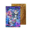 Level up your game with our custom-printed metal field centers, featuring exclusive Evil Twin Lil-la artwork in gold metal. Durable, scratch-resistant, and embossed with the iconic Yu-Gi-Oh! card back, these slim field centers fit perfectly in card sleeves. Treat-yugioh-mtg-pokemon-metal-card-embossed-design-custom-artwork-duel-accessories-ldb-duel