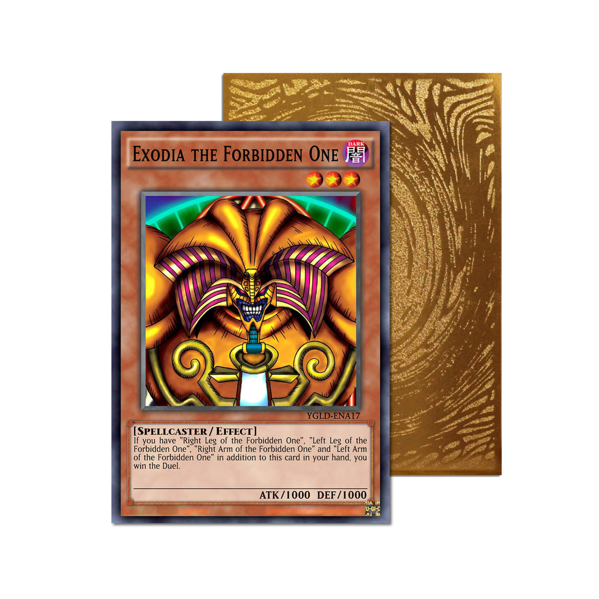 Level up your game with our custom-printed metal orica cards, featuring exclusive Exodia the Forbidden One artwork in gold metal. Durable, scratch-resistant, and embossed with the iconic Yu-Gi-Oh! card back, these slim orica cards fit perfectly in card sleeves. Exodia-yugioh-mtg-pokemon-metal-card-embossed-design-custom-artwork-duel-accessories-ldb-duel