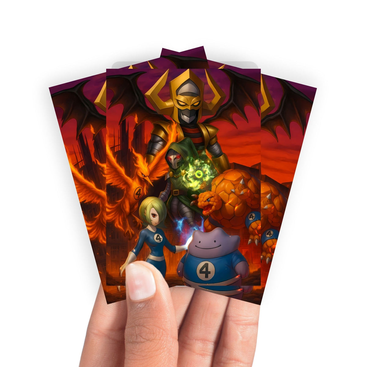 Keep your cards safe and stylish with our borderless card sleeves. Designed edge-to-edge to showcase your artwork, they offer a sleek, modern aesthetic. From LDB Duel, printed with the exclusive Fantastic 4 x Pokemon design for a fresh, premium feel.Pokemon-yugioh-mtg-pokemon-card-protection-standard-japanese-dragon-shield-LDB-Duel-borderless