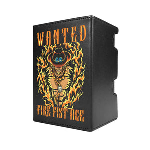 Here's another quality black deck box from LDB Duel featuring our exclusive Fire Fist Ace art. Fits all types of trading card games, including Pokémon, One Piece, Yu-Gi-Oh! and Magic The Gathering. The perfect card holder for the TCG player safely holds up to 100 double-sleeved cards. EVEN in extra thick sleeves. Comes with a pull-out dice tray. onepiece-yugioh-mtg-pokemon-tcg-accessories-card-storage-LDB-Duel