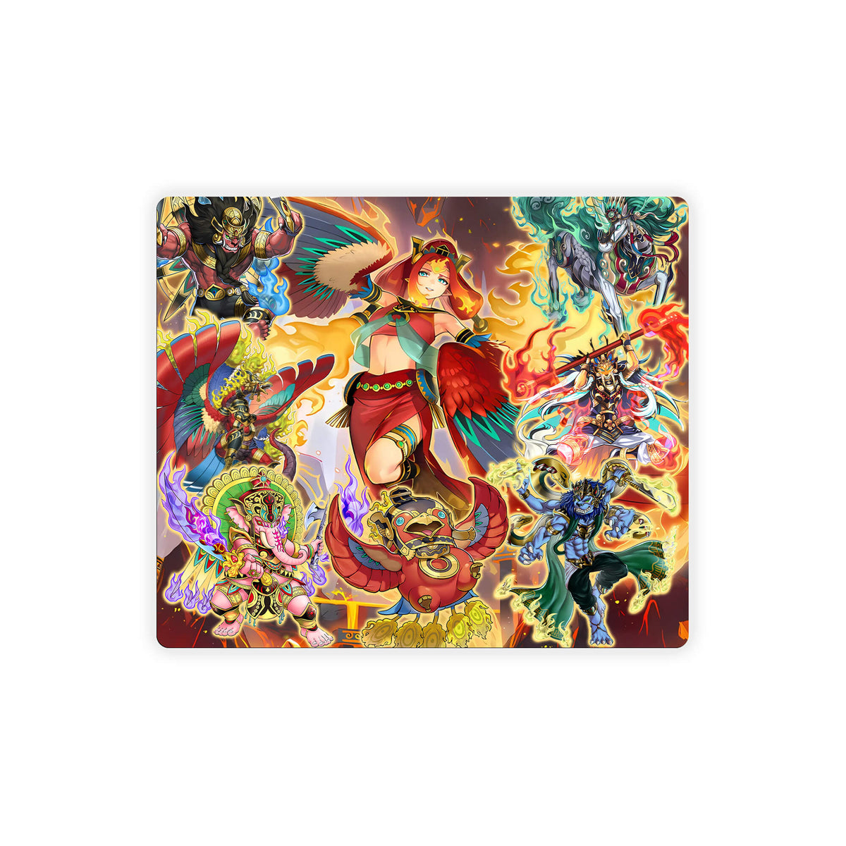 Enhance your gaming setup with our exclusive artwork Fire King Archetype mouse pad! Featuring a soft cloth surface for precise mouse tracking and a durable rubber base for a stable grip, this 10x8.5 inch mouse pad is the perfect blend of style and performance. Plus, it's machine washable for easy maintenance! Rangbali-yugioh-mtg-pokemon-custom-artwork-premium-durable-rubber-ldb-duel 