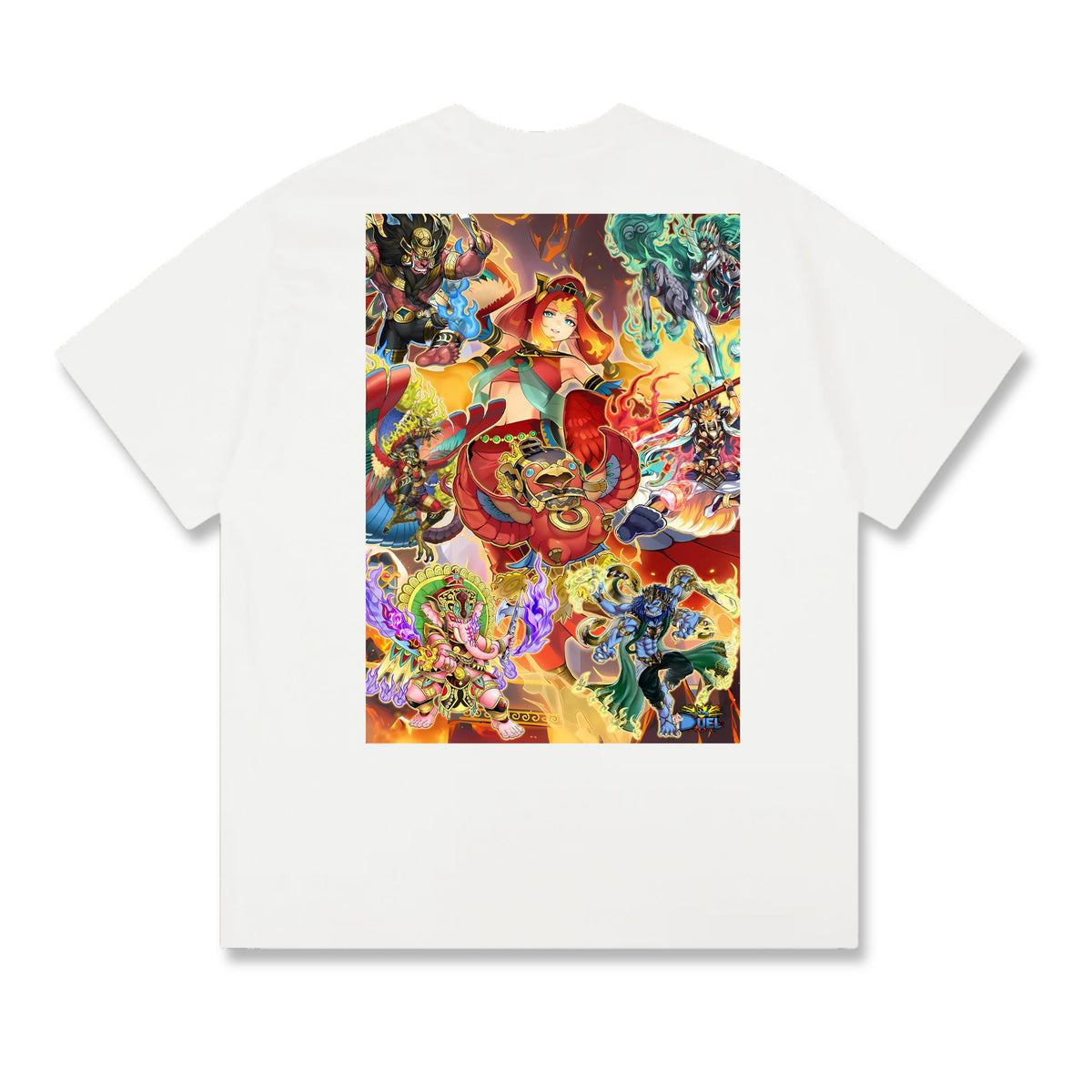 Level up your look with the premium Fire King Archetype T-shirt design from LDB Duel. Crafted from soft, breathable cotton and finished with vibrant DTF printing, this white t-shirt is designed for comfort that lasts. Featuring a bold back design, it’s perfect for anime fans, TCG players, and gamers who want to stand out, whether at events, tournaments, or just relaxing with friends. YuGiOh-anime-magic-tshirt-gaming-accesories-LDB-Duel