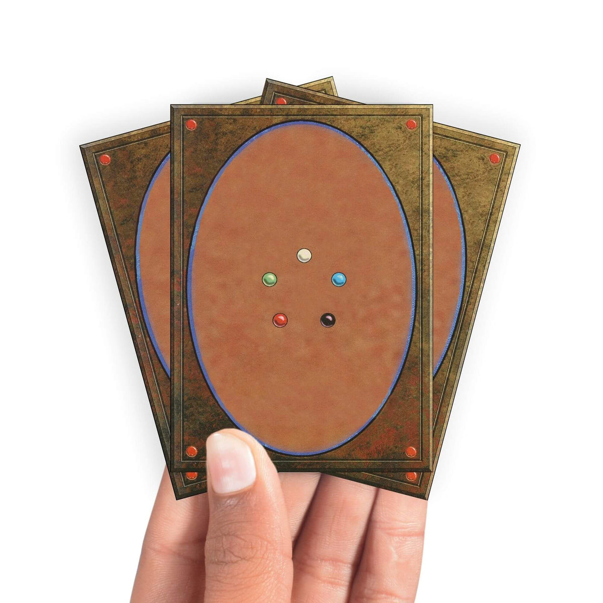 Protect and enhance your cards with our clean and crisp card sleeves. Featuring a minimalist design that complements any artwork, these sleeves offer a bright, timeless look. From LDB Duel. Printed with our exclusive Five Mana Orbs design for a fresh and premium finish. Blue-Mana-mtg-yugioh-pokemon-card-protection-standard-dragon-shield-LDB-Duel-white
