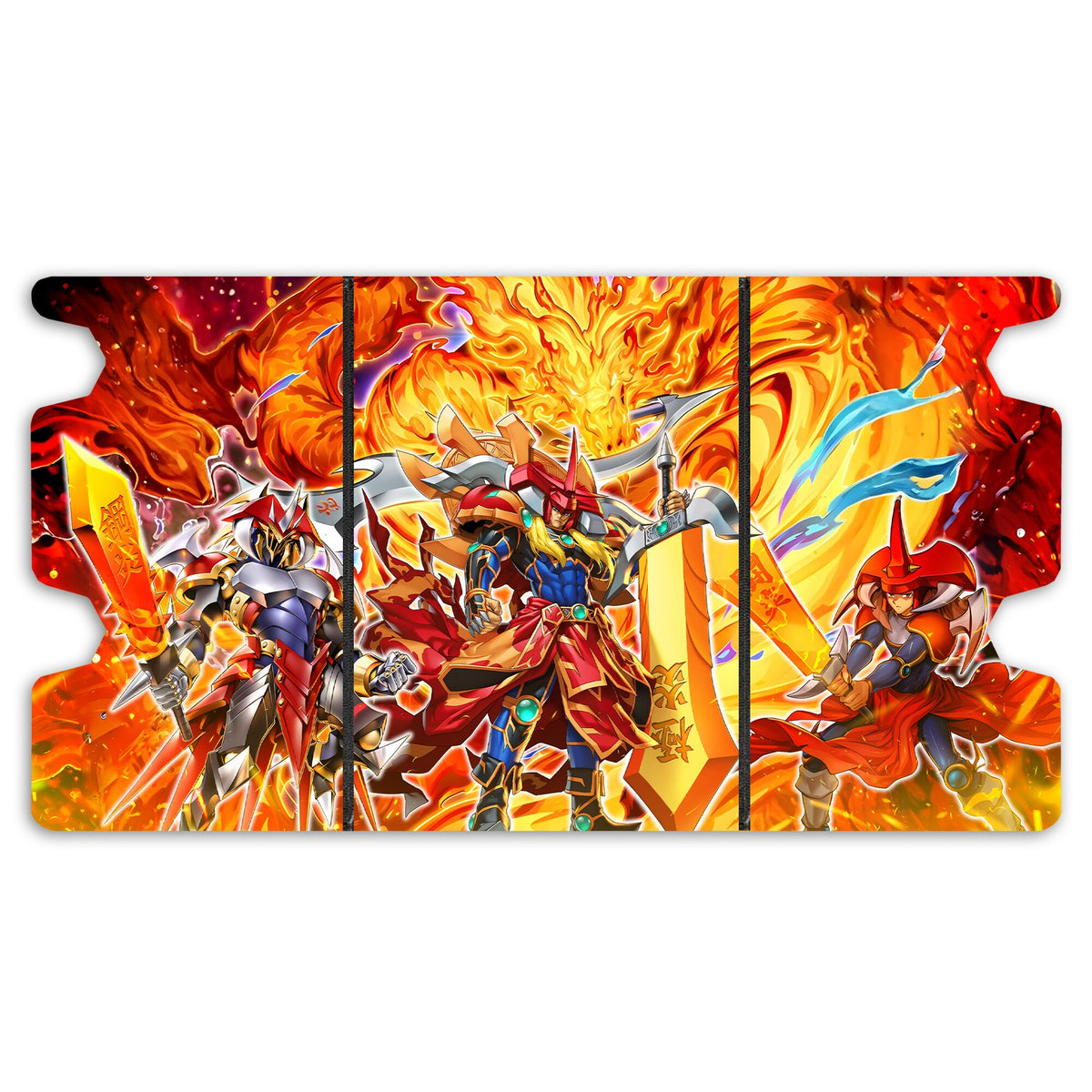 Here is the Full Lid Design of the Flame Master Dragon Mach 3 Black Deck Box. Swordsrealm-yugioh-custom-art-leather-durable-LDB-Duel