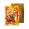 Level up your game with our custom-printed metal field centers, featuring exclusive Flame Master Dragon artwork in gold metal. Durable, scratch-resistant, and embossed with the iconic Yu-Gi-Oh! card back, these slim field centers fit perfectly in card sleeves. Flame-Swordsman-yugioh-mtg-pokemon-metal-card-embossed-design-custom-artwork-duel-accessories-ldb-duel